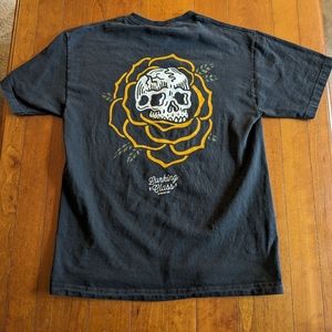 Lurking Class Sketchy Tank Black T-Shirt Skull Yellow Rose Flower Mens Medium M